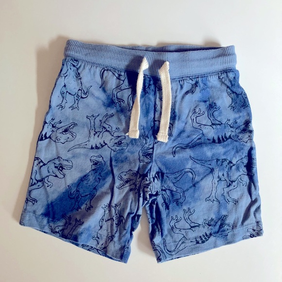 Old Navy Blue Tie Dye Dinosaur Sweat Shorts Unisex Size 3T 100% Cotton - Picture 1 of 6